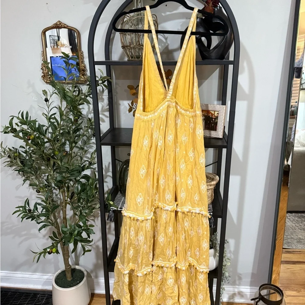 RAGA Sunlit Yellow Maxi Dress with White Accents size large - Picture 8 of 12